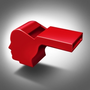 A digital illustration of a red whistle with the silhouette of a face in the bowl of the whistle. 