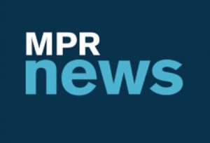 Text: "MPR News" in a bold blue logo
