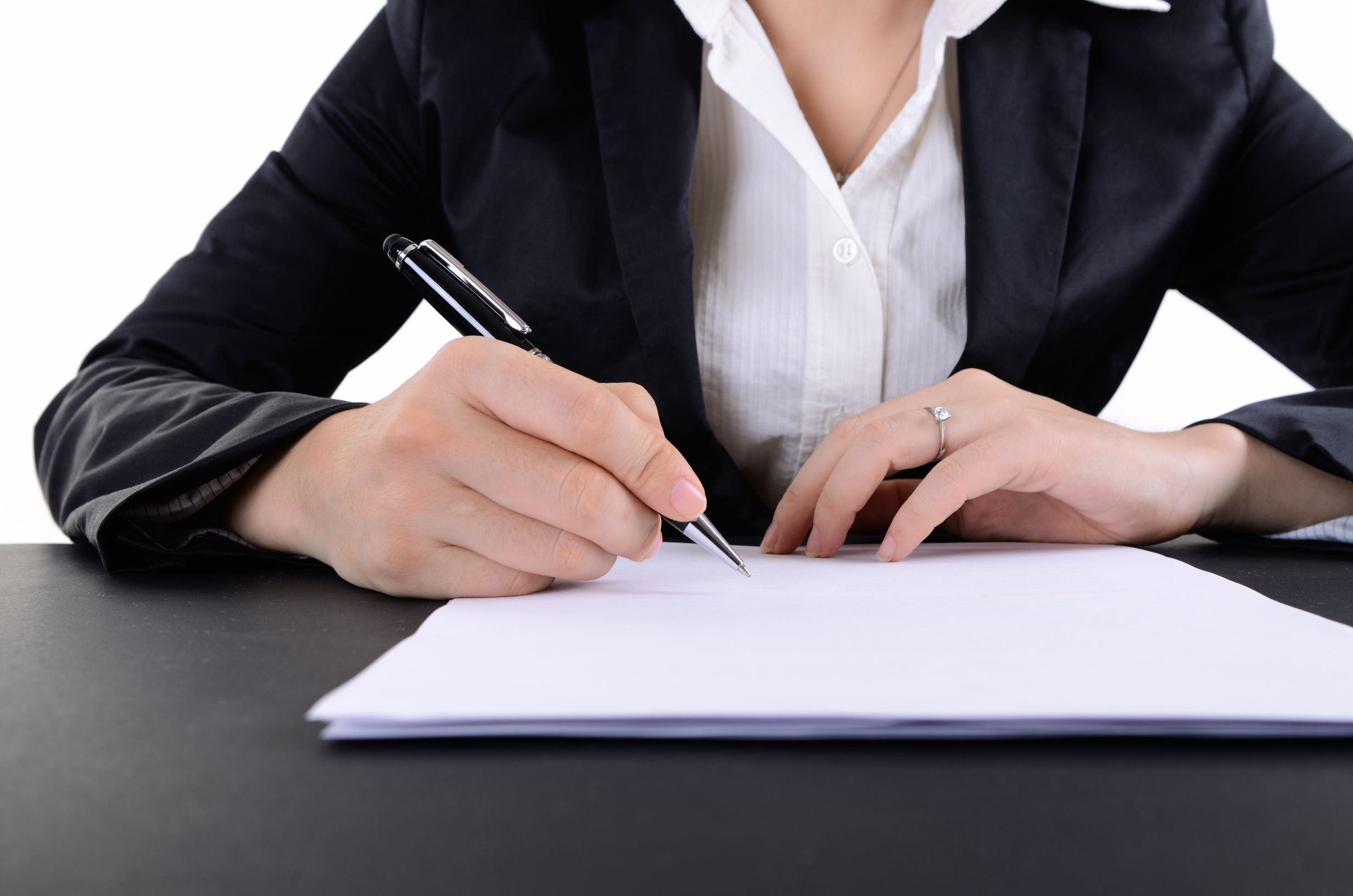 Business Woman Signing Documents Deal Concept